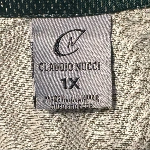 Vintage CLAUDIO NUCCI Green Shimmer Mesh Button-Up Men’s Shirt SZ XL - Picture 6 of 6